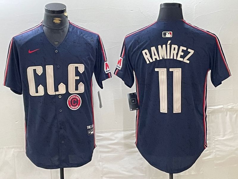 Men Cleveland Indians 11 Ramirez Blue City Edition Nike 2024 MLB Jersey style 2